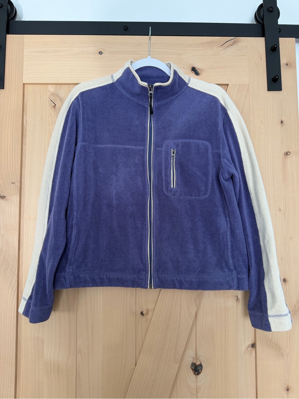 Horny Toad womens Purple Full-Zip Fleece Jacket with Cream Stripes